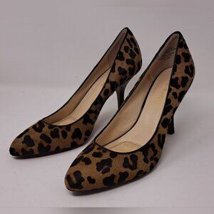 Jones New York Women's Heels Leopard Cheetah Animal REAL FUR Leather 8.5 US
